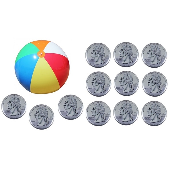 Inflatable 10 foot beach ball and 12 pcs US Flying Coin US Quarter